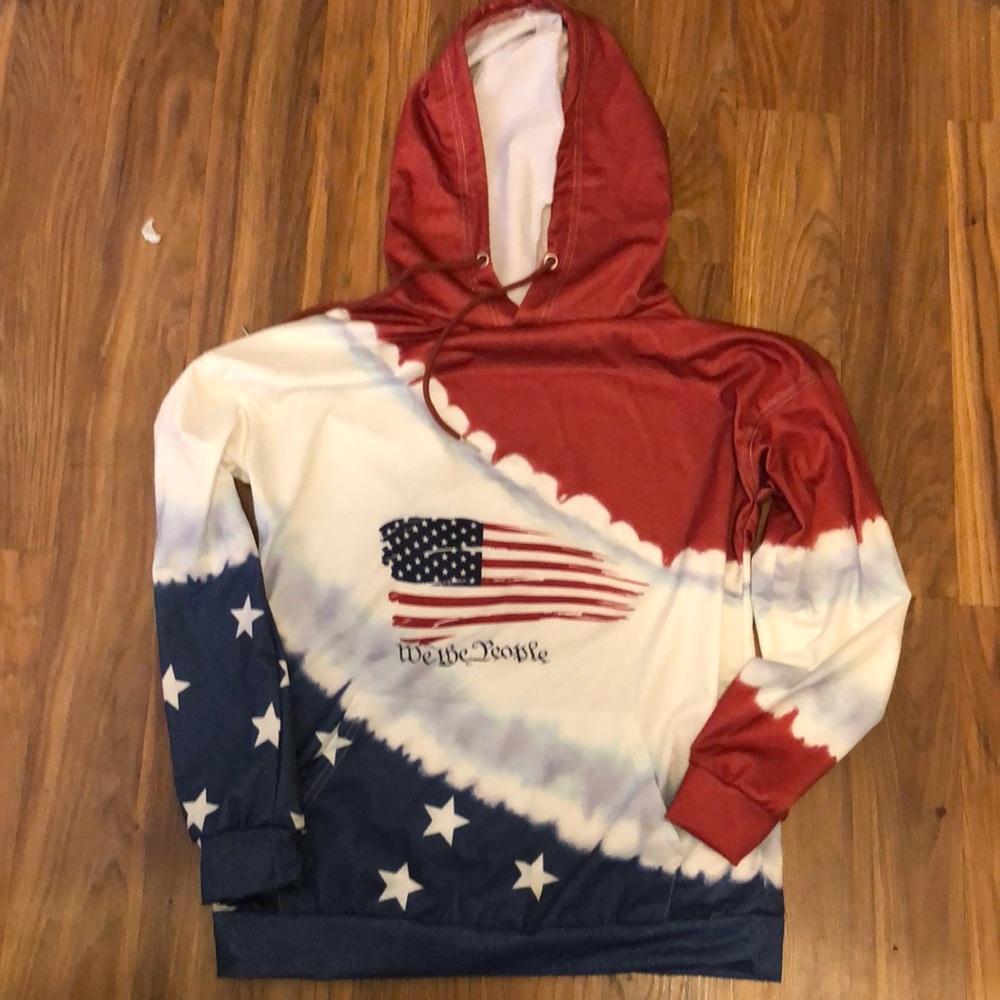 WOMENS America Made, WE THE PEOPLE, Patriotic hoodie, 95 cotton/ 5% Spandex. 🔥